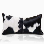 Domino Black & White Real Cowhide Lumbar Pillow w/ Feather Down Insert - Combo - www.urban-equestrian.com