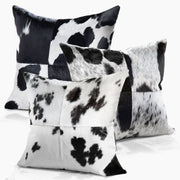 Domino Black & White Real Cowhide Square Pillow w/ Feather Down Insert - Bold - www.urban-equestrian.com