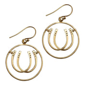 Double Luck Horseshoe Earrings - Gold - www.urban-equestrian.com