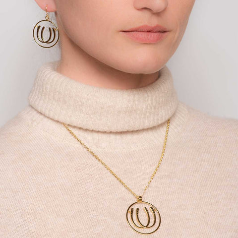 Double Luck Horseshoe Earrings - Gold - www.urban-equestrian.com