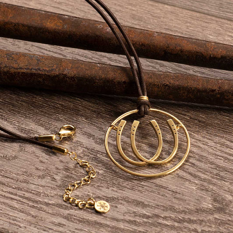 Double Luck Horseshoe Earrings - Gold - www.urban-equestrian.com