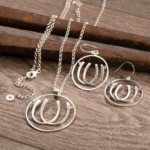 Double Luck Horseshoe Earrings - Silver - www.urban-equestrian.com