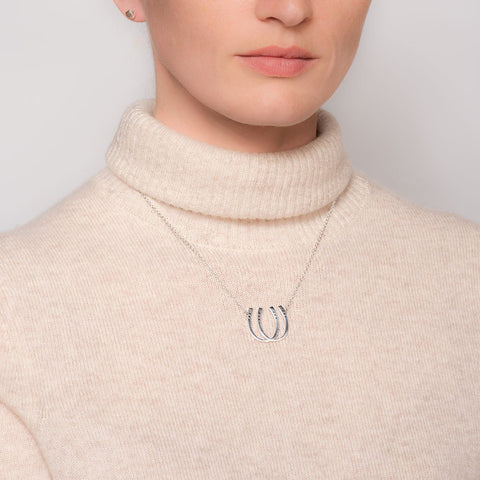 Double Luck Horseshoe Necklace - Silver - www.urban-equestrian.com