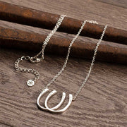 Double Luck Horseshoe Necklace - Silver - www.urban-equestrian.com