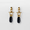 Droplette Snaffle Bit Earrings - Black Onyx & Gold - Urban-Equestrian