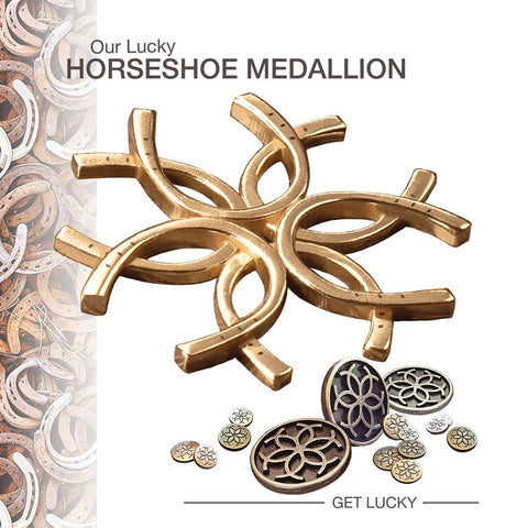 Engraved Horseshoe Earrings - Medallion - www.urban-equestrian.com