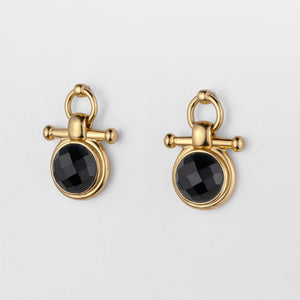 Gemme Snaffle Bit Earrings - Black Onyx & Gold - Urban-Equestrian