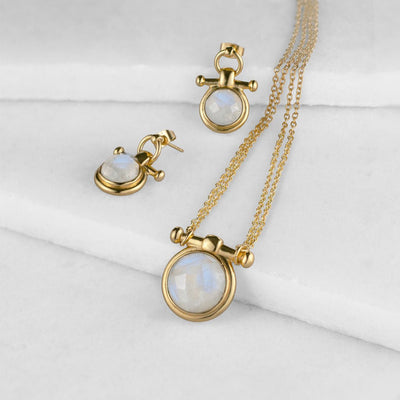 Gemme Snaffle Necklace - Moonstone & Gold - Urban-Equestrian