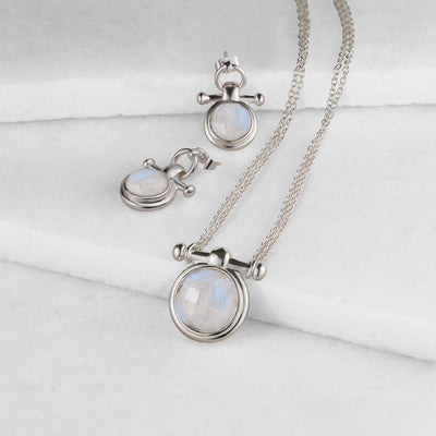 Gemme Snaffle Necklace - Moonstone & Silver - Urban-Equestrian