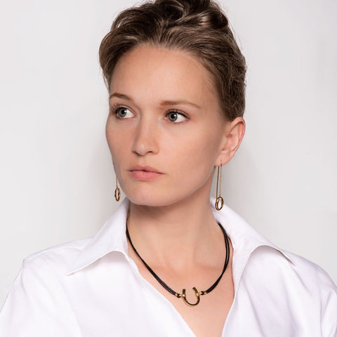 Good Luck Horseshoe Threader Earring - Gold - www.urban-equestrian.com
