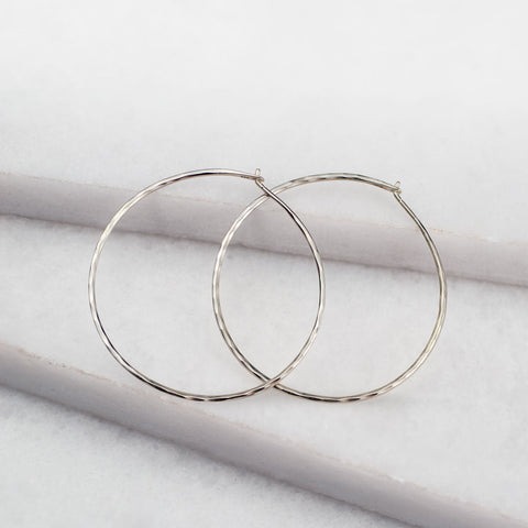 Hammered Hoop Earrings - Silver - www.urban-equestrian.com