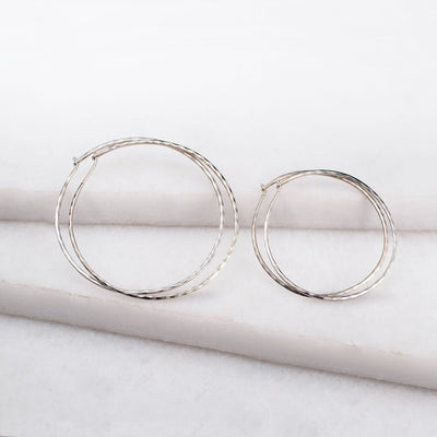 Hammered Hoop Earrings - Silver - www.urban-equestrian.com