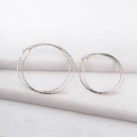 Hammered Hoop Earrings - Silver - www.urban-equestrian.com