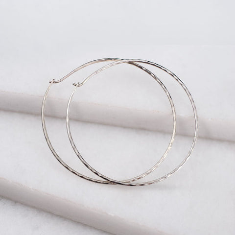 Hammered Hoop Earrings - Silver - www.urban-equestrian.com