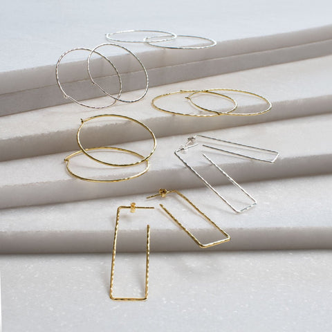 Hammered Hoop Earrings - Silver - www.urban-equestrian.com