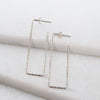 Hammered Rectangular Hoop Earrings - Silver - www.urban-equestrian.com