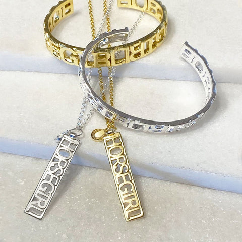 Horse Girl Dog Tag- Gold - www.urban-equestrian.com