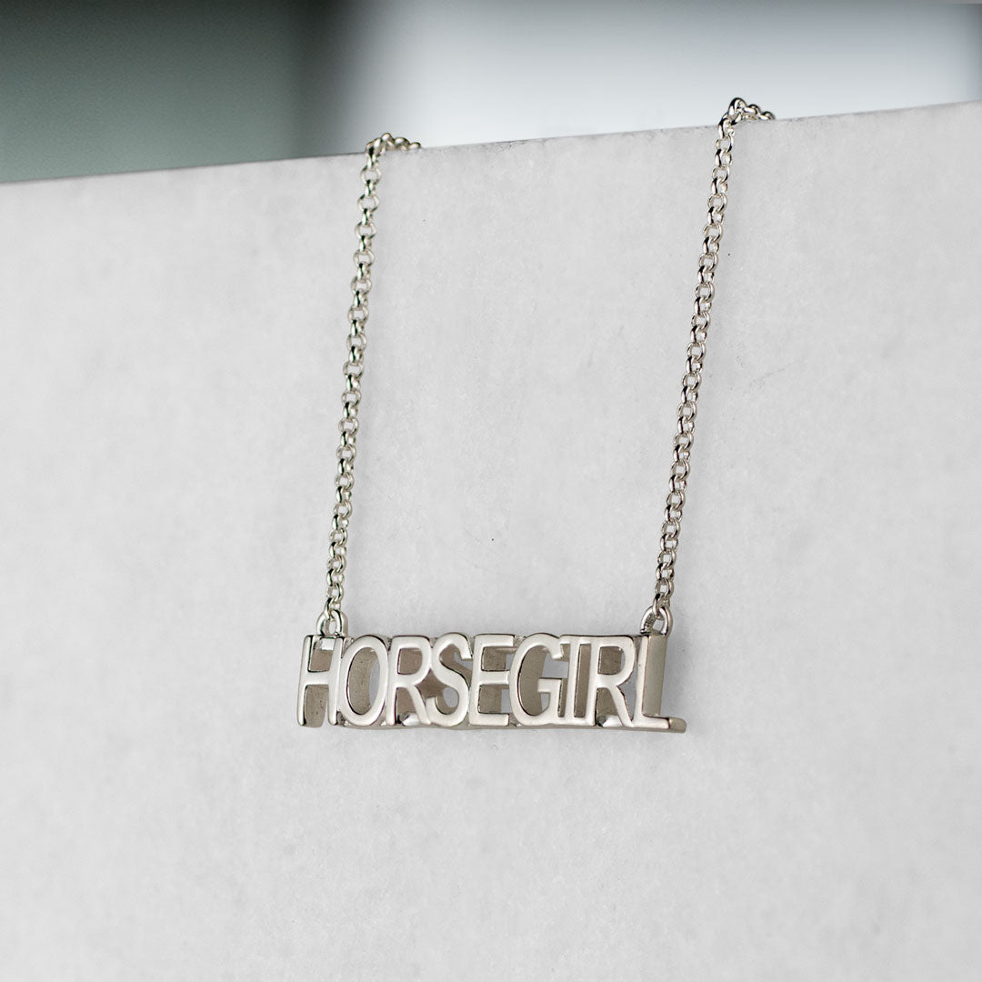Horse Girl Letter Tag Necklace – Sterling Silver EQ Style – Urban