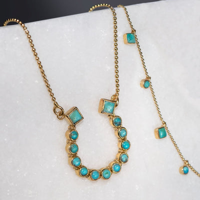 Keepsake Turquoise Horseshoe Necklace - Gold - www.urban-equestrian.com