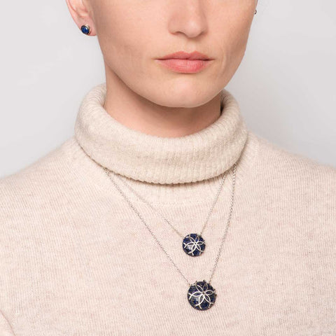 Lapis Lazuli Medallion Horseshoe Necklace - www.urban-equestrian.com