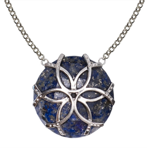 Lapis Lazuli Medallion Horseshoe Necklace - www.urban-equestrian.com