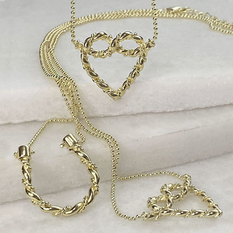 Lariat Rope Twist Gold Hoop Earrings - Large - www.urban-equestrian.com