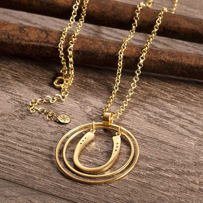 Luck N Rings Horseshoe Necklace - Gold - www.urban-equestrian.com