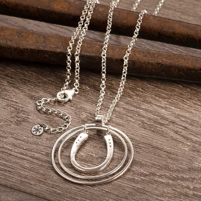 Luck N Rings Horseshoe Necklace - Silver - www.urban-equestrian.com
