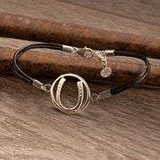 Lucky Leather Horseshoe Bracelet - Silver/Black - www.urban-equestrian.com