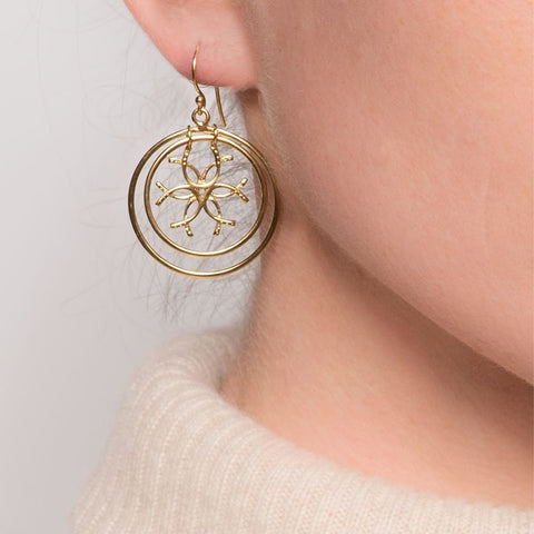 Medallion Horseshoe Earrings- Gold - www.urban-equestrian.com