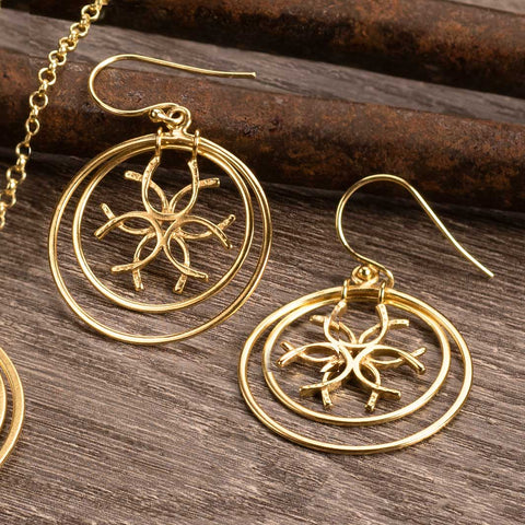 Medallion Horseshoe Earrings- Gold - www.urban-equestrian.com