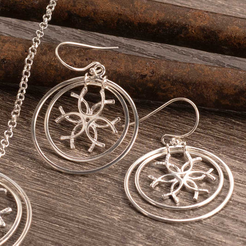 Medallion Horseshoe Earrings - Silver - www.urban-equestrian.com