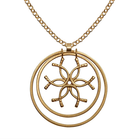Medallion N Rings Horseshoe Necklace- Gold - www.urban-equestrian.com