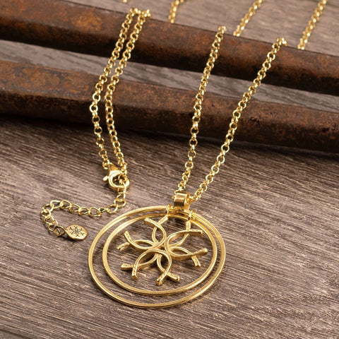 Medallion N Rings Horseshoe Necklace- Gold - www.urban-equestrian.com