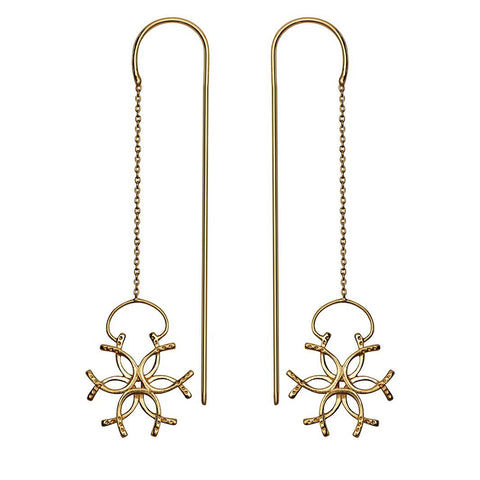 Medallion Threader Horseshoe Earrings - Gold - www.urban-equestrian.com