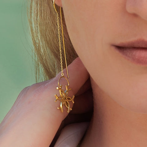 Medallion Threader Horseshoe Earrings - Gold - www.urban-equestrian.com