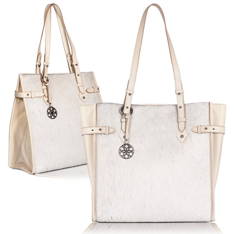 Mirada Cowhide Tote Bag - Ivory - www.urban-equestrian.com