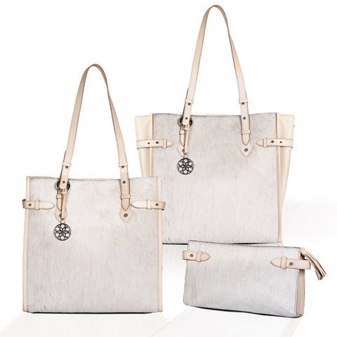 Mirada Cowhide Tote Bag - Ivory - www.urban-equestrian.com