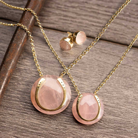 Rose Quartz Horseshoe Necklace - www.urban-equestrian.com