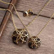 Smokey Topaz Medallion Horseshoe Necklace - www.urban-equestrian.com