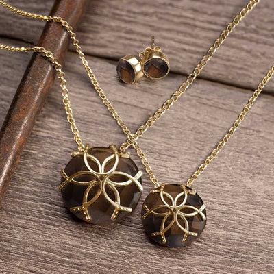 Smokey Topaz Medallion Horseshoe Necklace - www.urban-equestrian.com