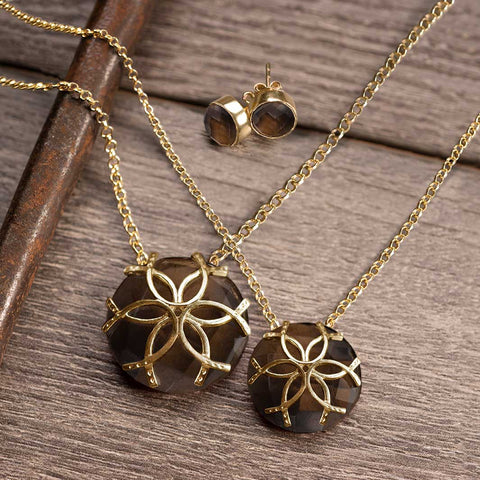 Smokey Topaz Medallion Horseshoe Necklace - www.urban-equestrian.com