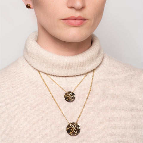 Smokey Topaz Medallion Horseshoe Necklace - www.urban-equestrian.com