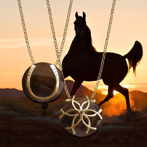 Smokey Topaz Medallion Horseshoe Necklace - www.urban-equestrian.com