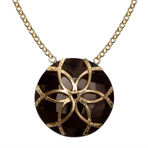 Smokey Topaz Medallion Horseshoe Necklace - www.urban-equestrian.com