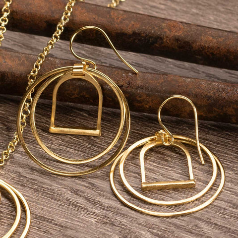 Stirrup N Rings Earrings - Gold - www.urban-equestrian.com