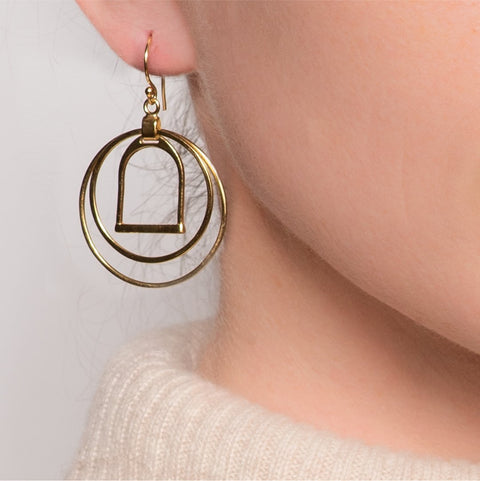 Stirrup N Rings Earrings - Gold - www.urban-equestrian.com